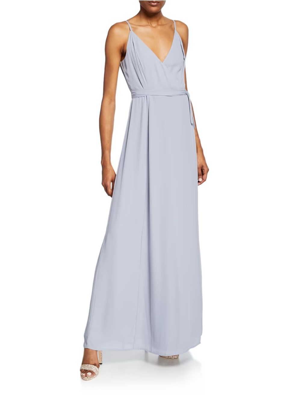 WAYF The Angelina Sleeveless Wrap Gown with Front Slit